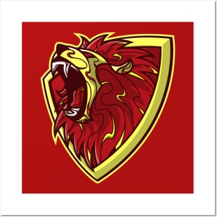 the scarlet and gold brave lion shield Posters and Art